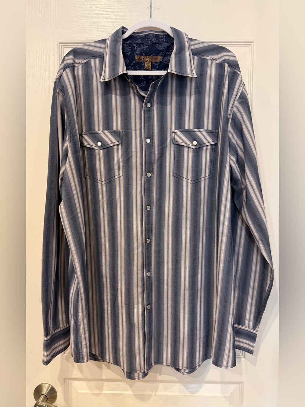 Men’s Pronto Uomo Blue and White Striped Shirt